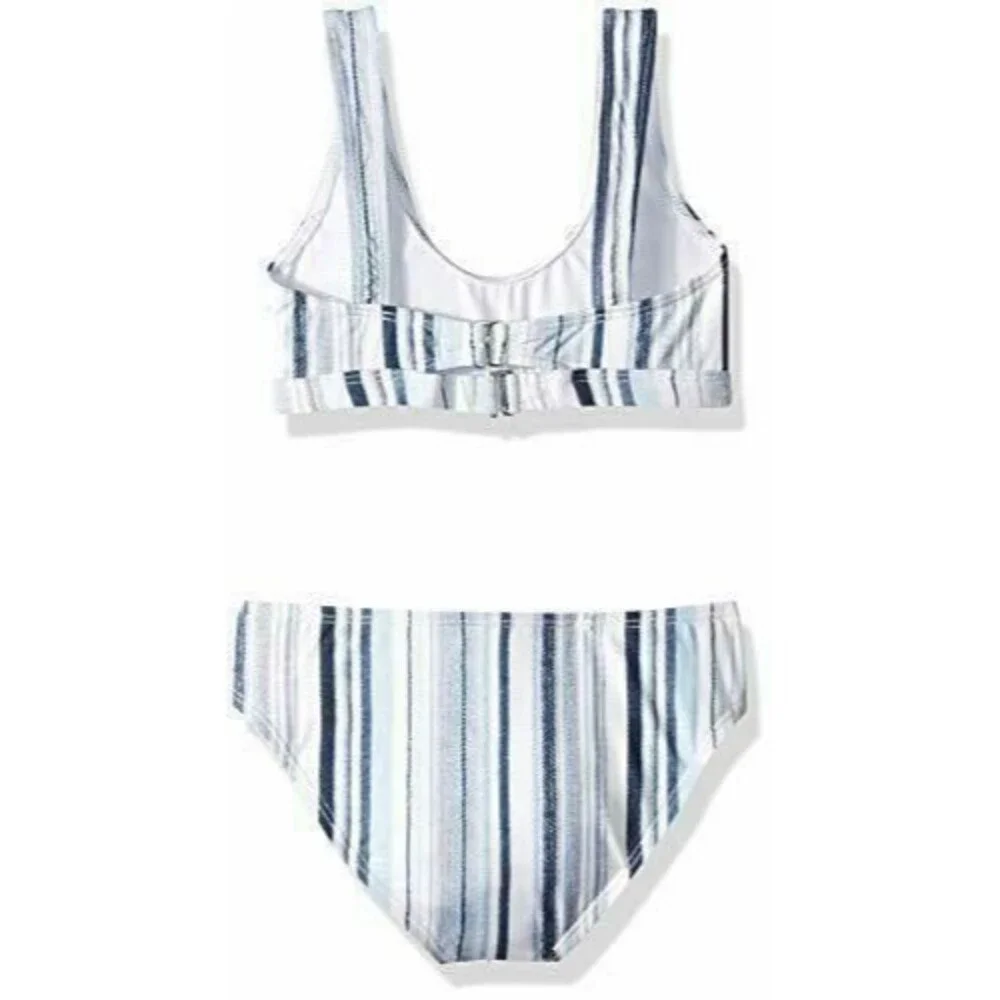 Splendid Line Of Sight Hi Neck Top Tunnel Bottom Bikini Set Girls 7 Blue - Picture 2 of 2